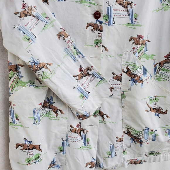 Vintage Chore Jacket 60s 70s Novelty Print Cotton - Picture 3 of 13